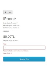 Opencart Sepete Eklemeyi Durdur
